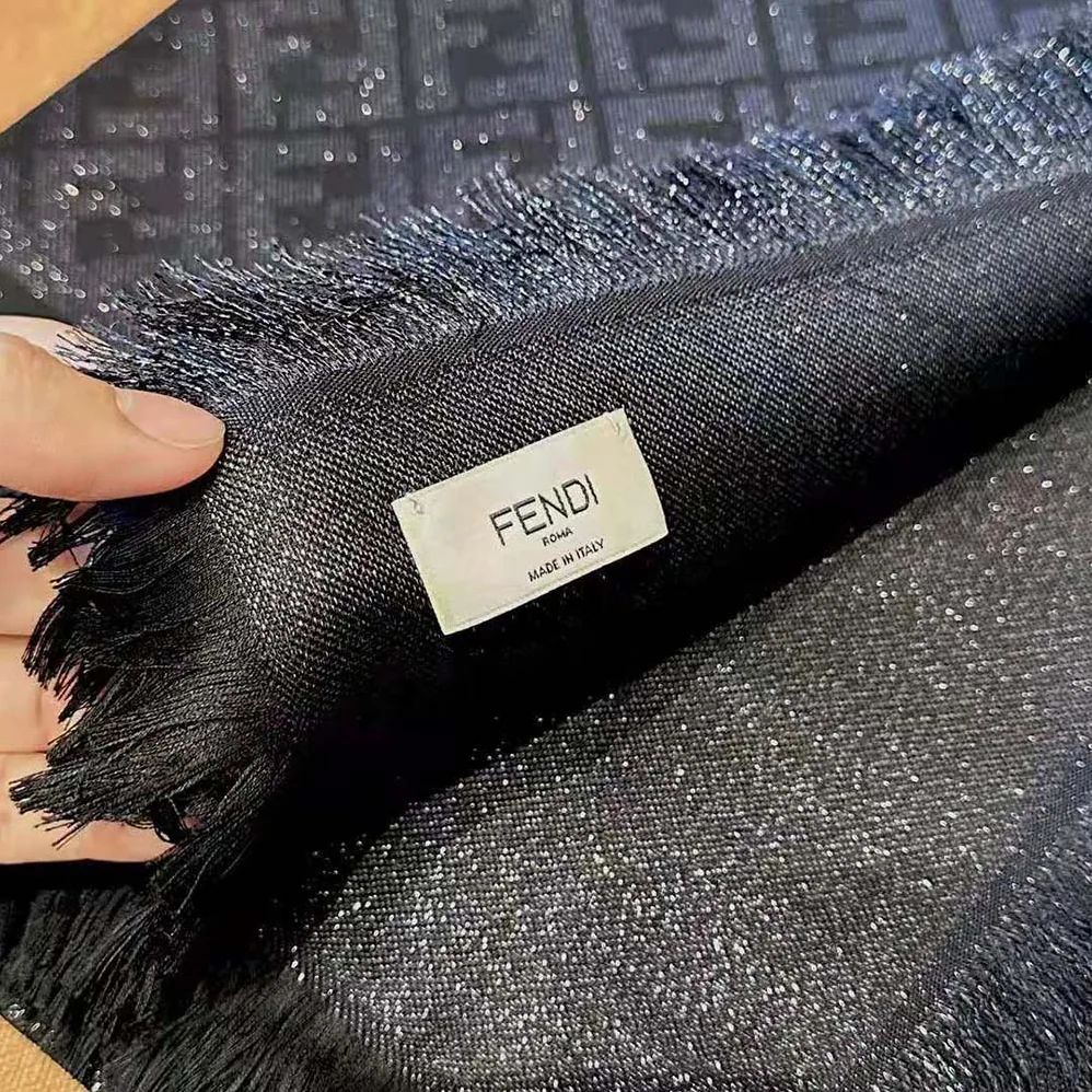 Fendi FF Shawl Black Lurex for Unisex Fendi FF Shawl Black Lurex for Unisex