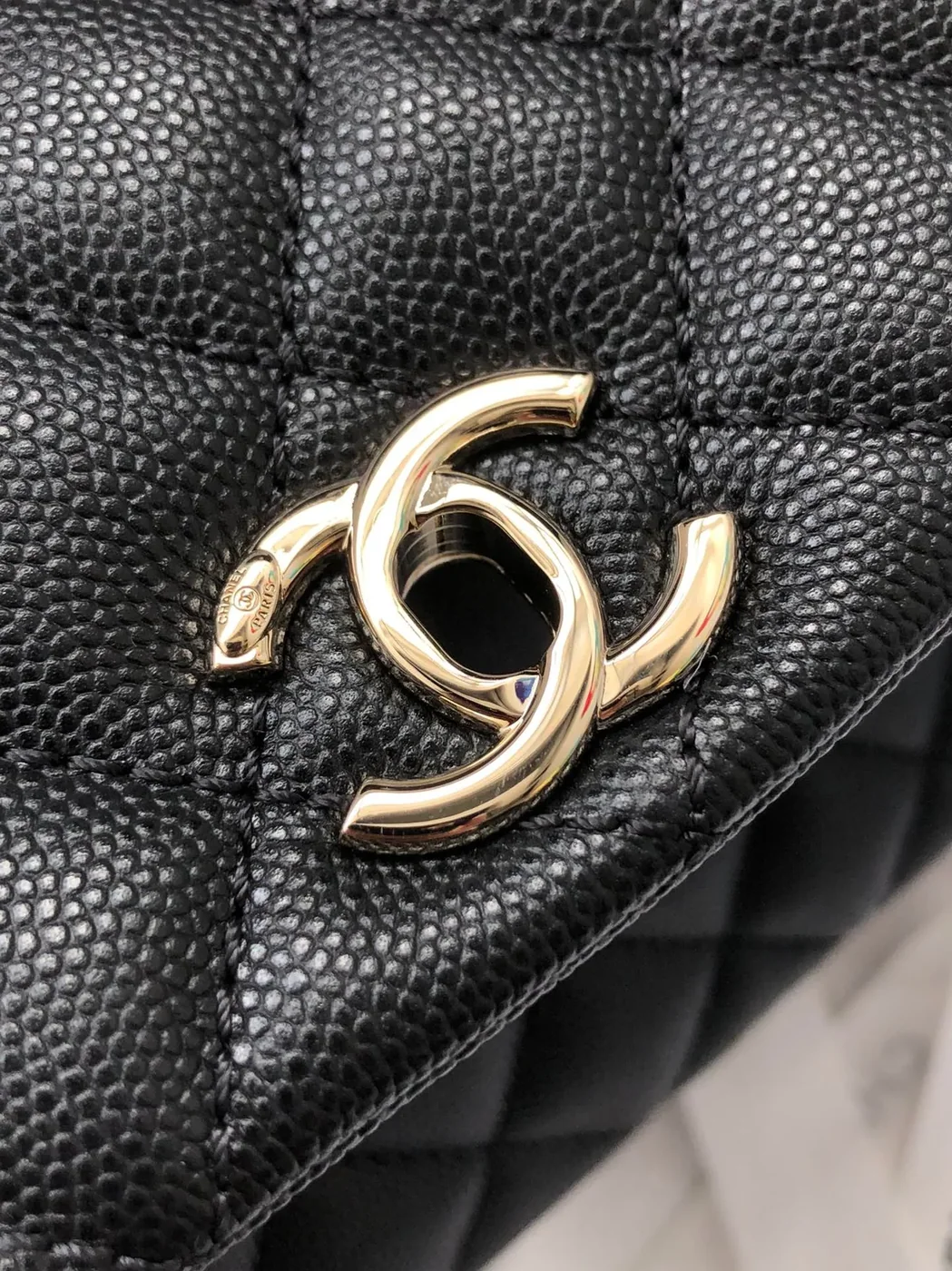 Chanel Classic Mini Flap Bag Top Handle in Black Gold Hardware