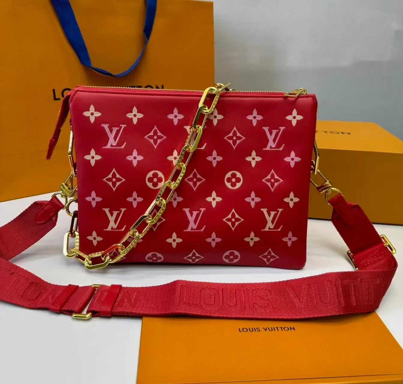 Louis Vuitton Coussin PM Shoulder Bag in Red Gold Hardware Louis Vuitton Coussin PM Shoulder Bag in Red Gold Hardware