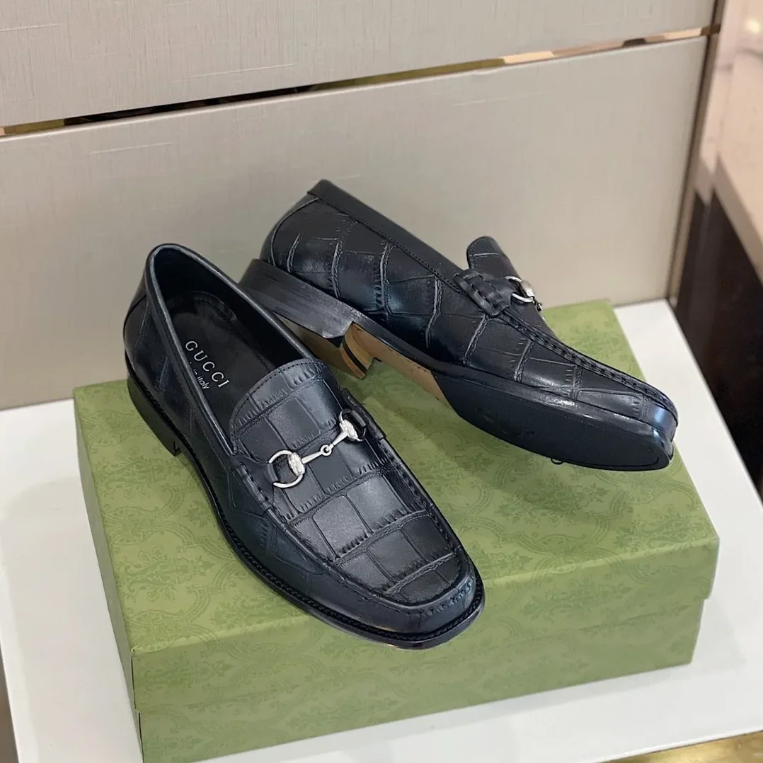 Gucci 1953 Horsebit Crocodile Loafer Black for Men Gucci 1953 Horsebit Crocodile Loafer Black for Men