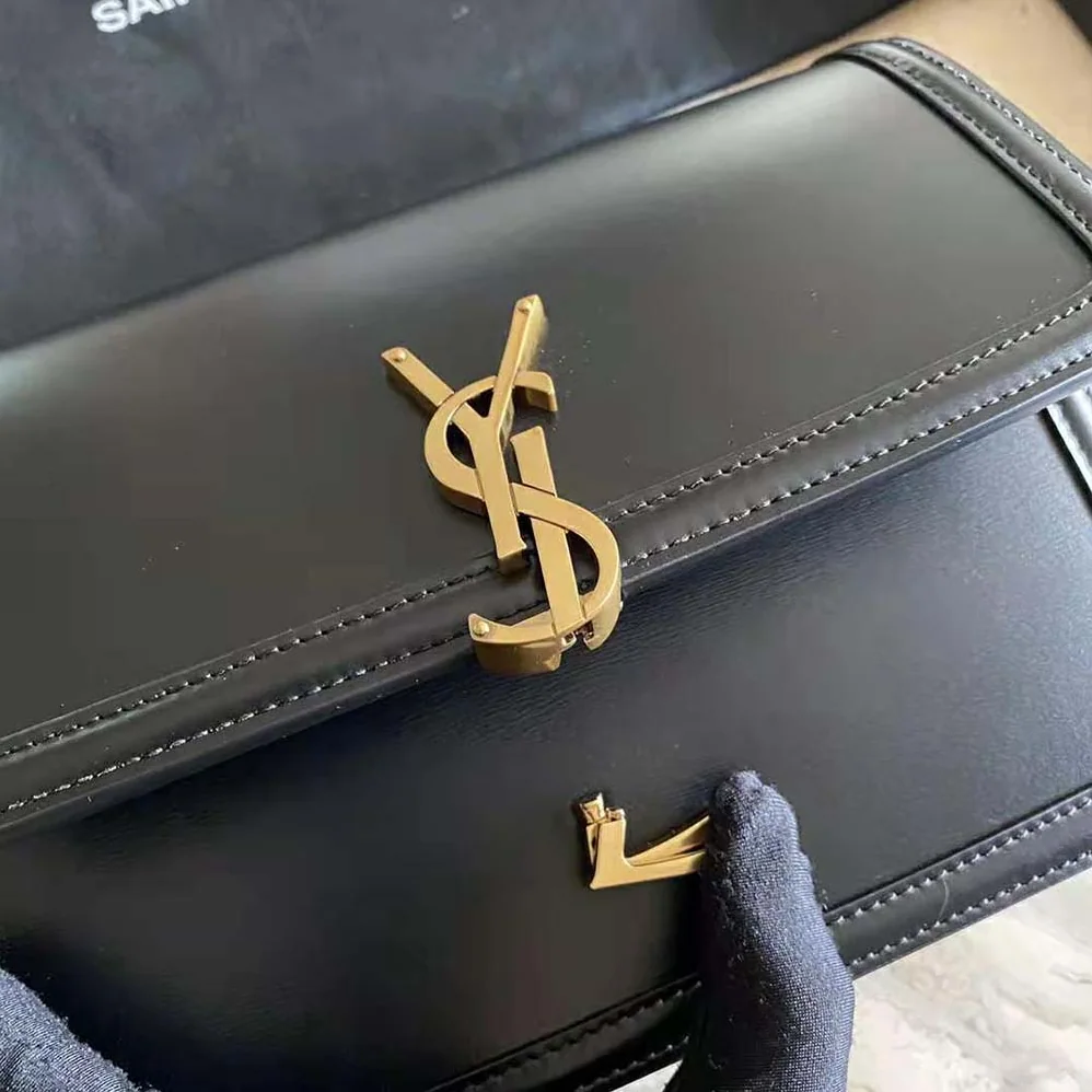 Saint Laurent YSL Solferino Medium Satchel in Box Saint Laurent Leather for Women in Black