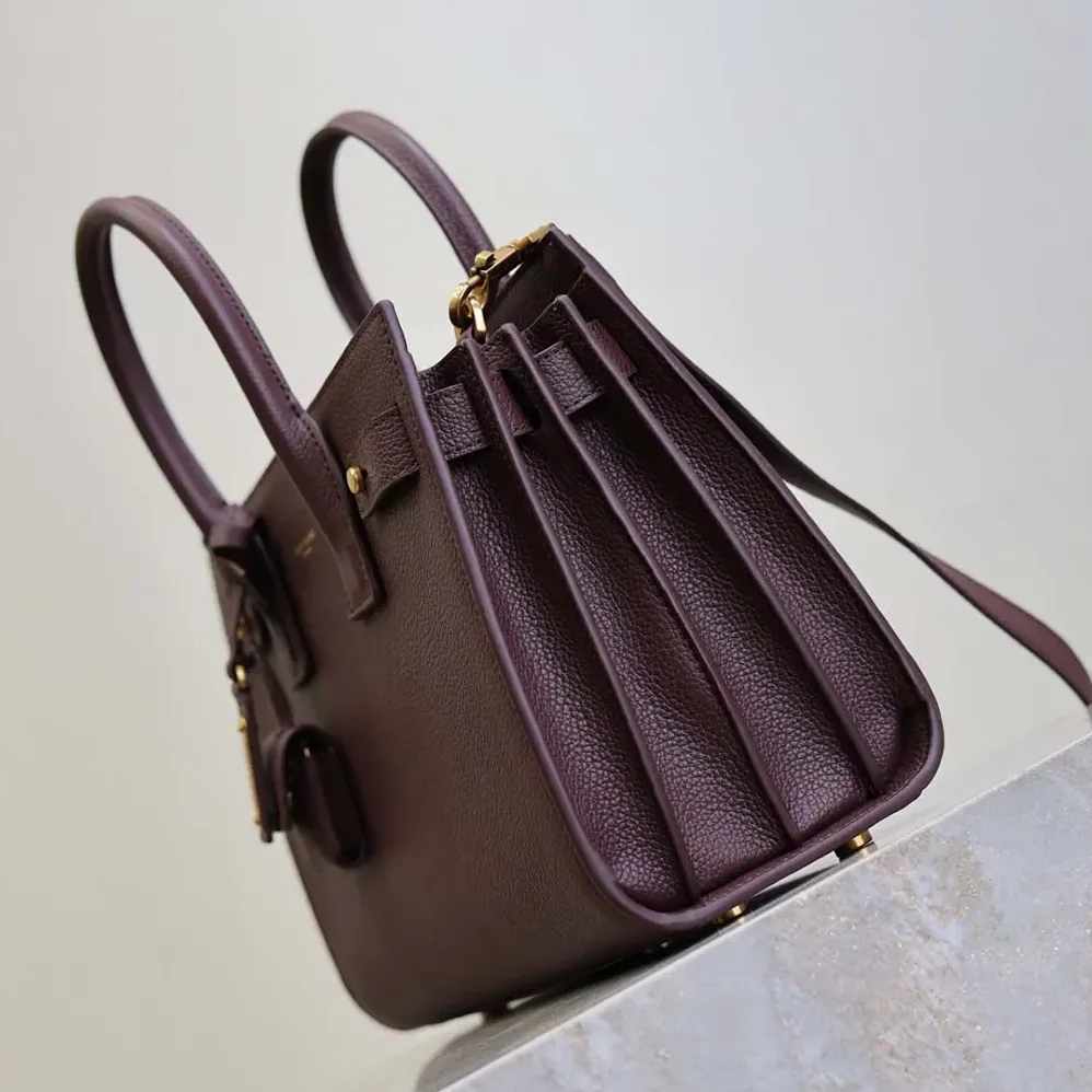 Saint Laurent YSL Nano Sac De Jour In Supple Grained Leather for Women in Maroon Saint Laurent YSL Nano Sac De Jour In Supple Grained Leather for Women in Maroon
