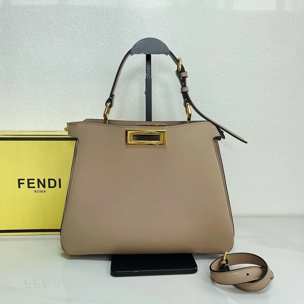 Fendi Peekaboo Soft Medium Dove Gray Leather Bag for Women