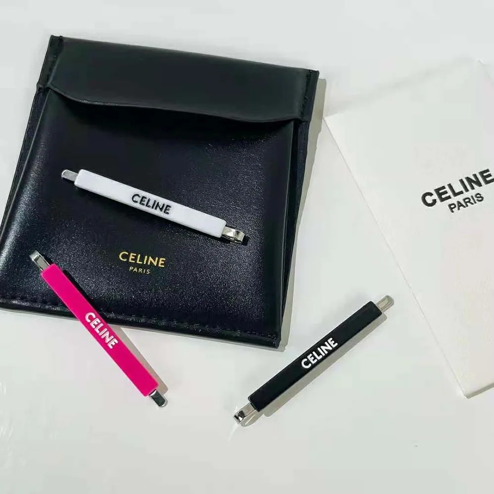 Celine Monochroms Set of 3 Hair Clips in Acetate and Steel for Women Celine Monochroms Set of 3 Hair Clips in Acetate and Steel for Women