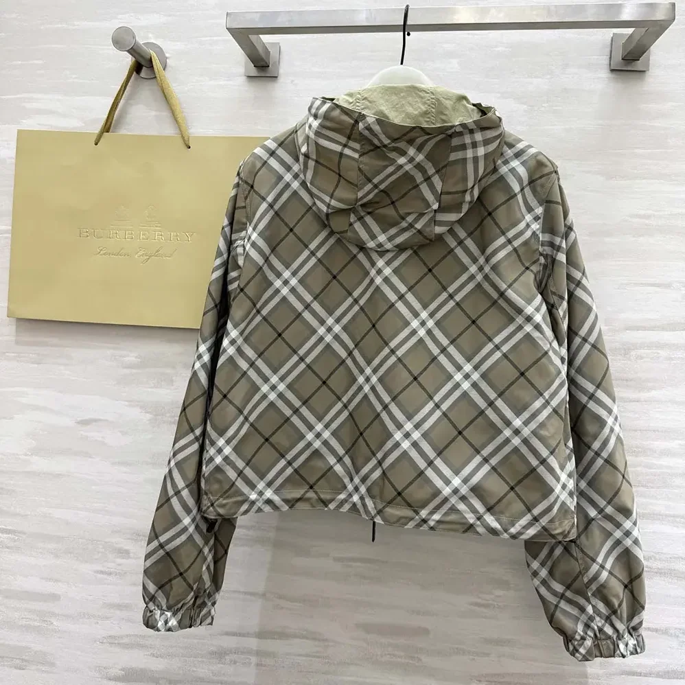 Burberry Cropped Reversible Check Hooded Jacket for Women Burberry Cropped Reversible Check Hooded Jacket for Women