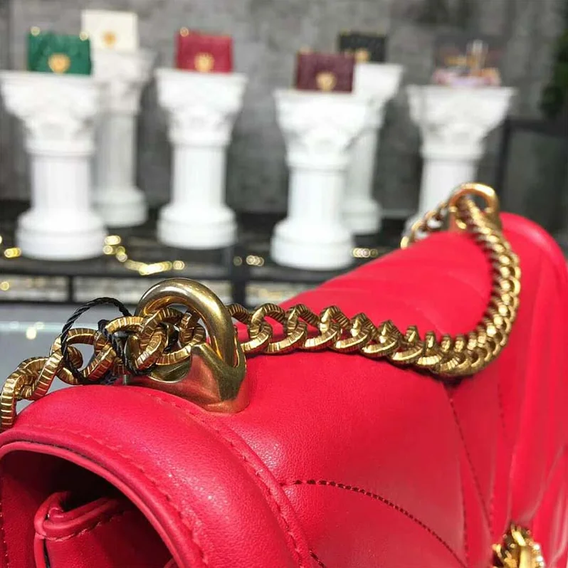 Dolce Gabbana D&G Medium Devotion Bag Quilted Nappa Leather for Women in Red