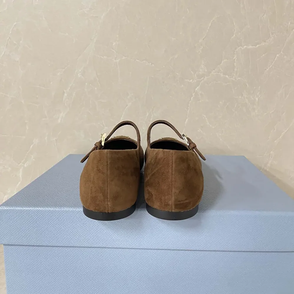 Prada Suede Ballerinas for Women in Brown Prada Suede Ballerinas for Women in Brown