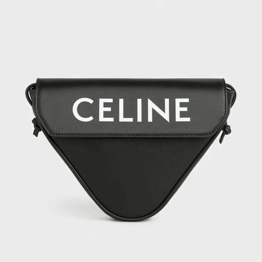 Celine Triangle Bag in Smooth Calfskin with Celine Print for Women in Black