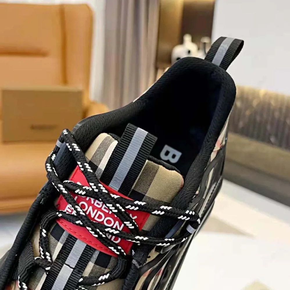 Burberry Vintage Check Cotton and Nylon Arthur Sneakers for Women in Black