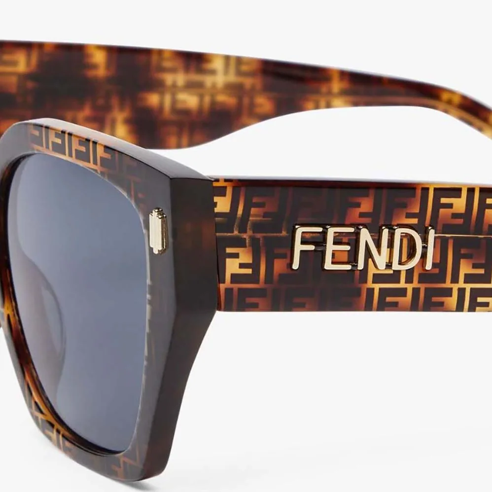 Fendi Fendi Bold Low Bridge Fit Havana Acetate Sunglasses for Unisex