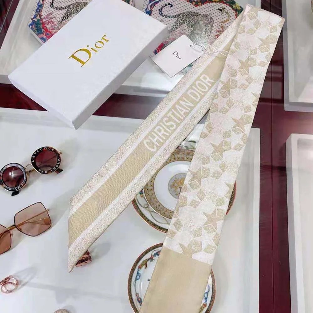 Dior Etoile Mitzah Scarf Gold for Women in Tone Silk Twill Dior Etoile Mitzah Scarf Gold for Women in Tone Silk Twill
