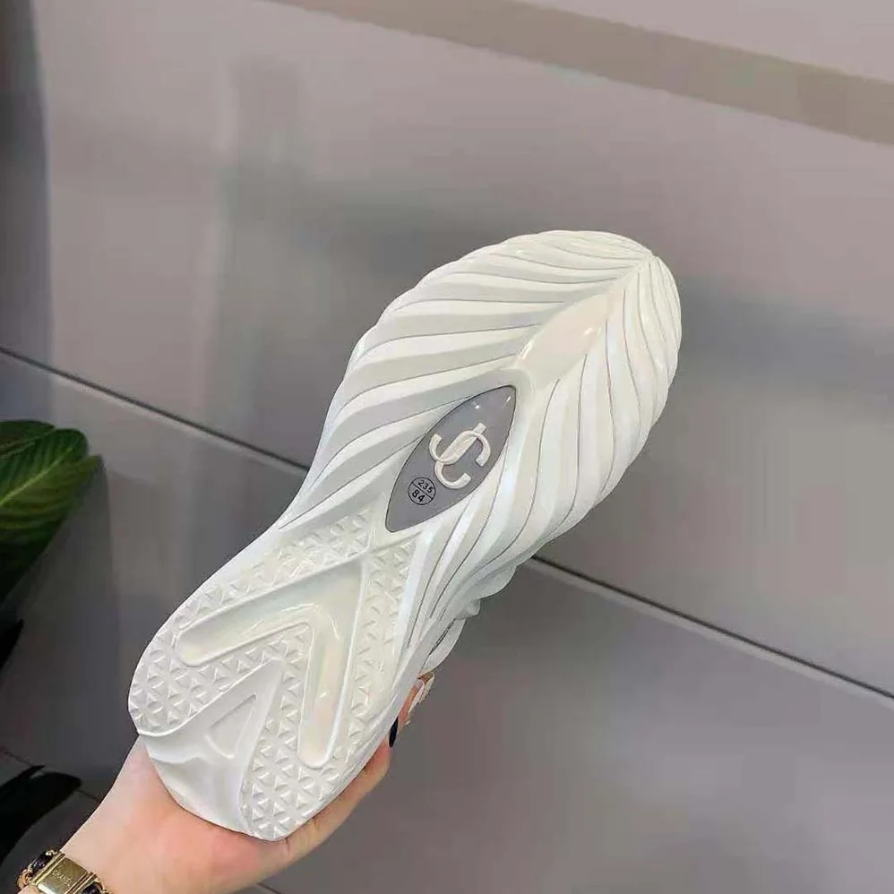 Jimmy Choo Cosmos/F White Neoprene and Leather Low for Women in Top Trainers with Crystals Jimmy Choo Cosmos/F White Neoprene and Leather Low for Women in Top Trainers with Crystals