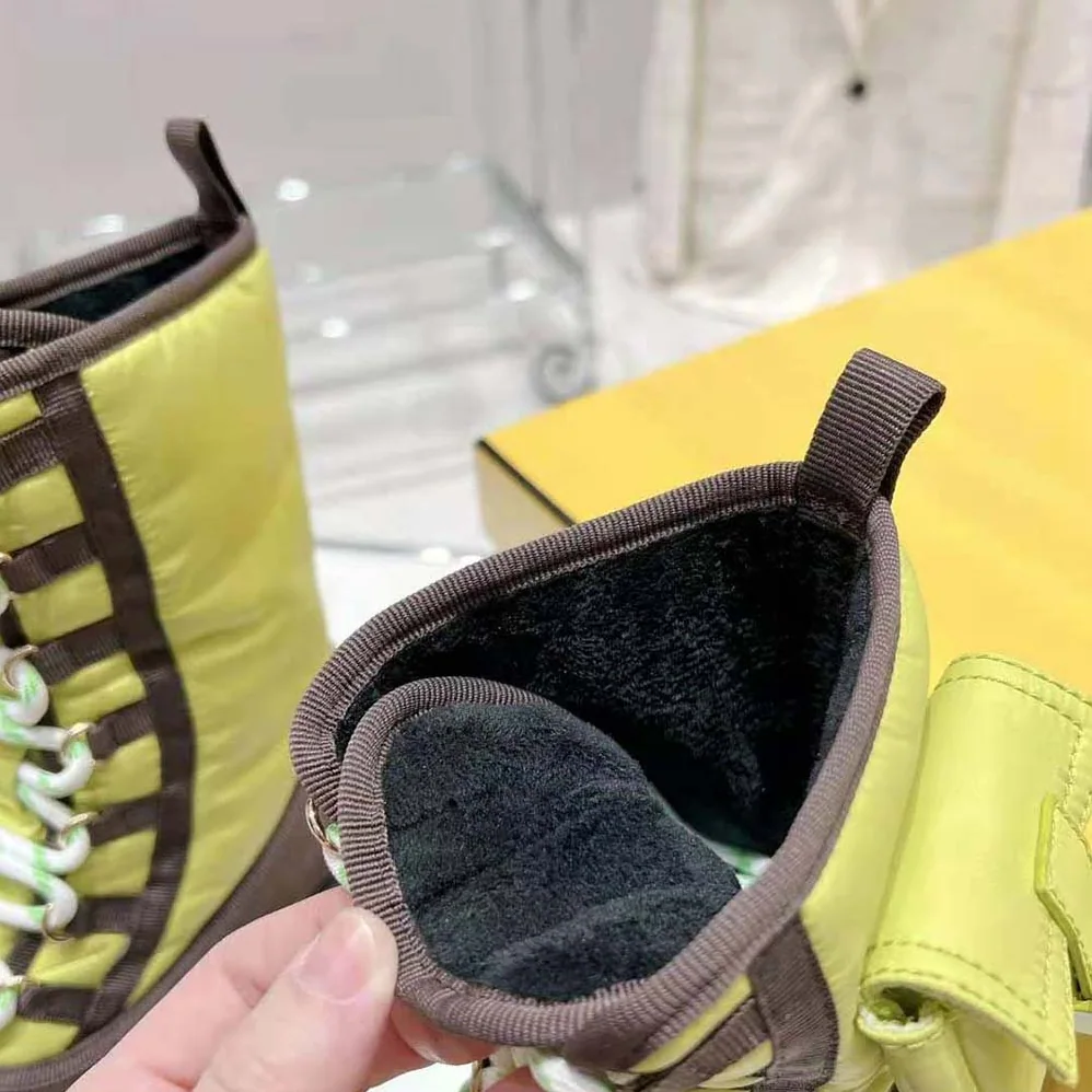 Fendi Domino Acid Green Nylon Biker Boots for Women Fendi Domino Acid Green Nylon Biker Boots for Women