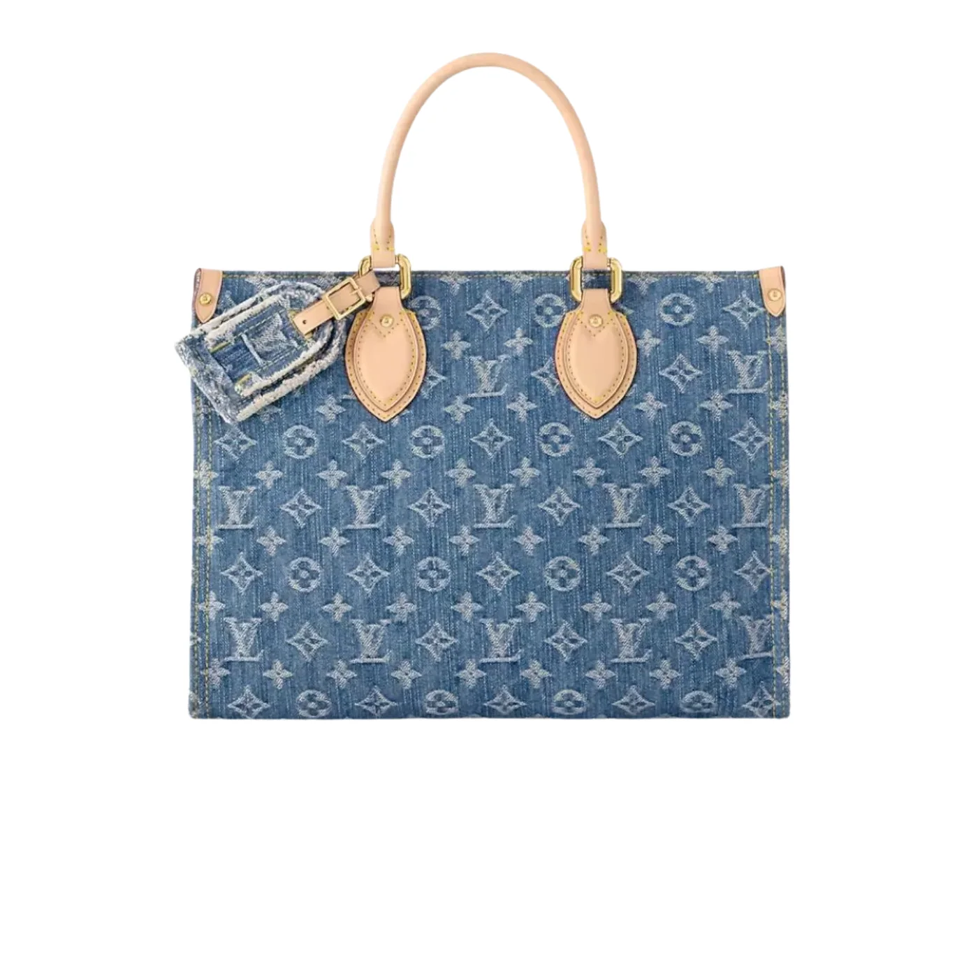 Louis Vuitton OnTheGo MM Tote Bag in Denim Blue Gold Hardwar