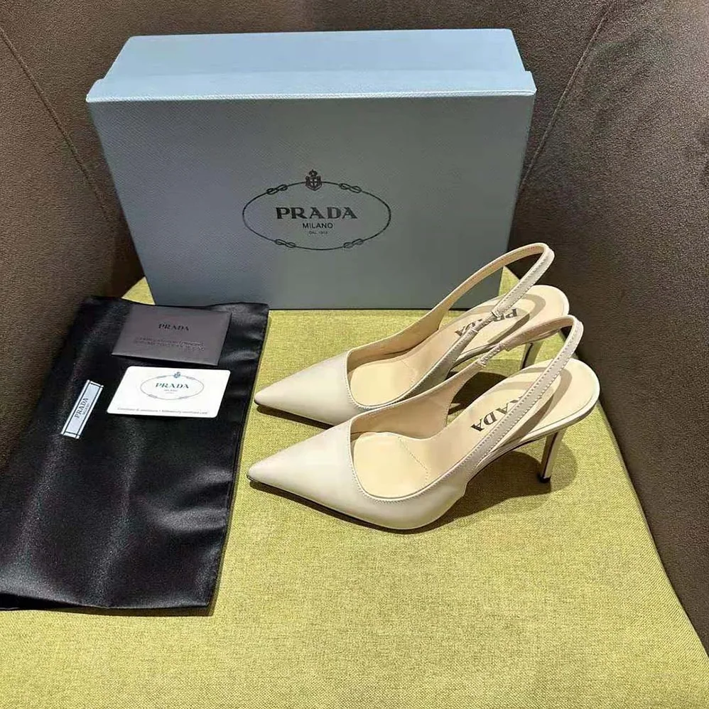 Prada Patent Leather Slingbacks for Women in White