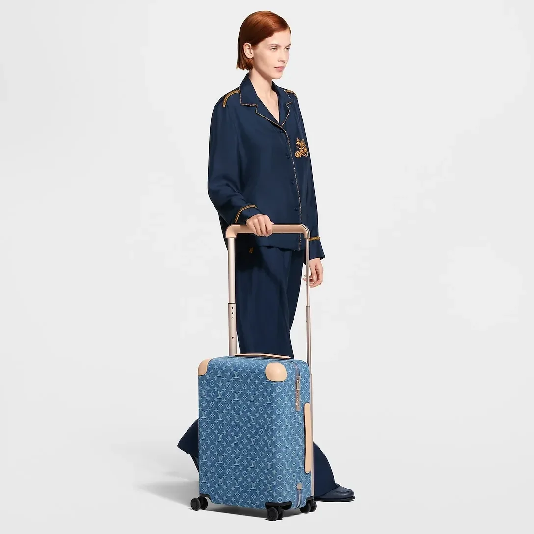 Louis Vuitton Horizon 55 Suitcase in Blue Denim Champagne Hardware