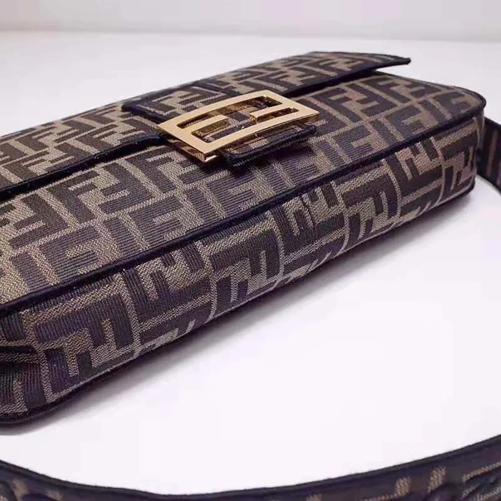 Fendi Baguette Large Brown Fabric Bag for Women