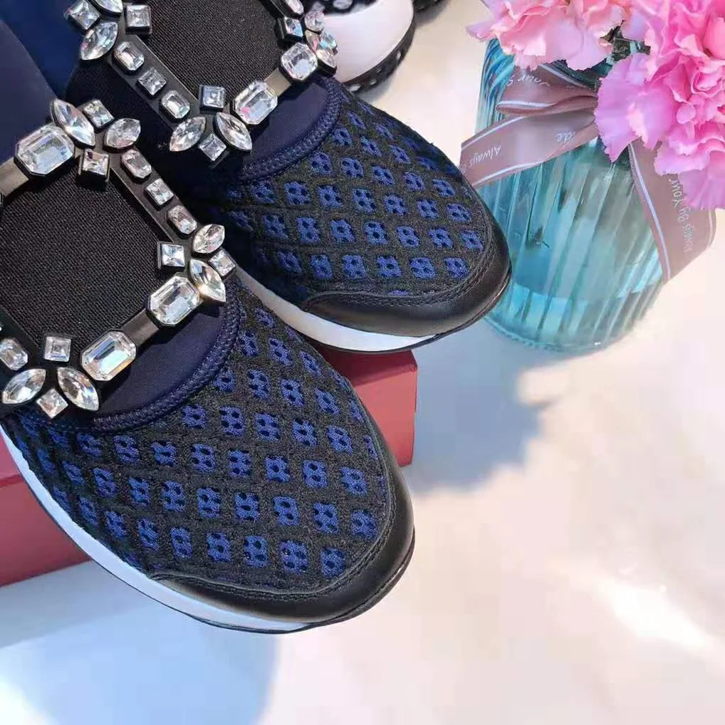 Roger Vivier Viv' Run Strass Buckle Sneakers for Women in Navy Roger Vivier Viv' Run Strass Buckle Sneakers for Women in Navy
