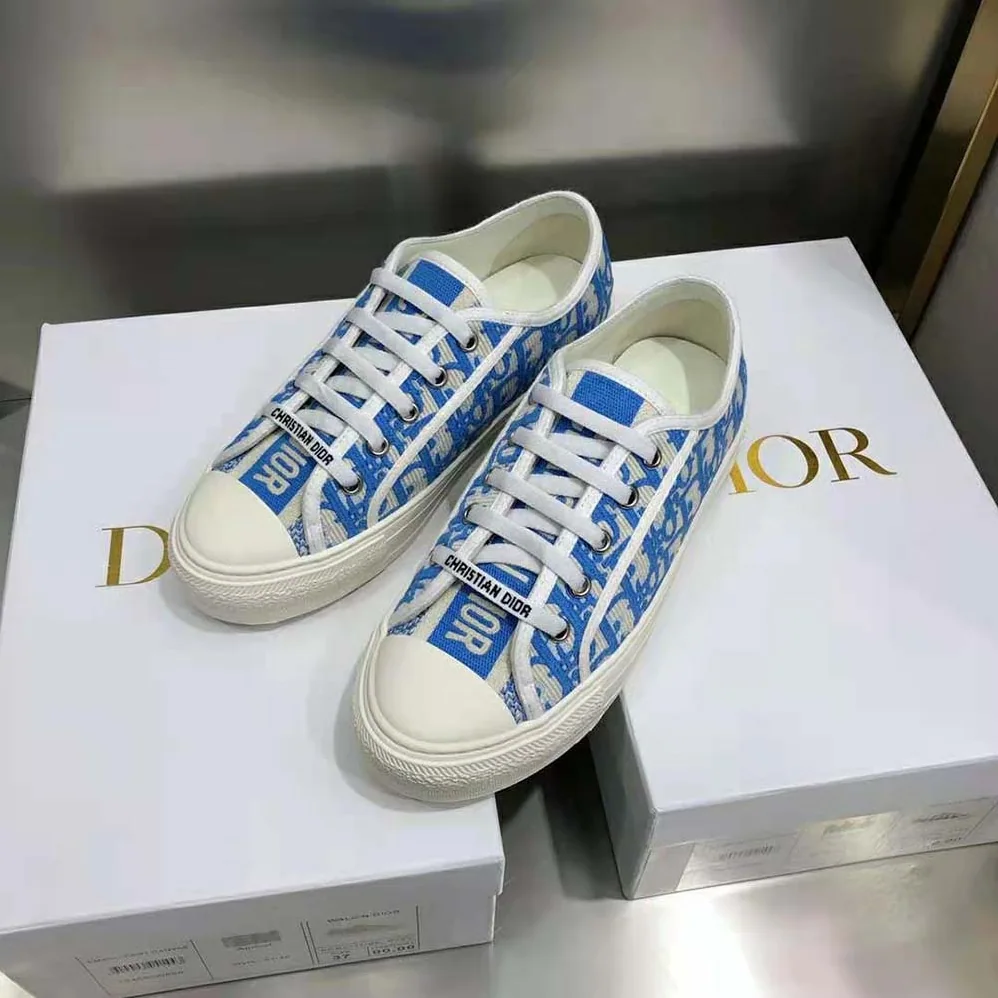 Dior Walk'N'Dior Sneaker Cornflower Blue Dior Oblique Embroidered Cotton for Women Dior Walk'N'Dior Sneaker Cornflower Blue Dior Oblique Embroidered Cotton for Women