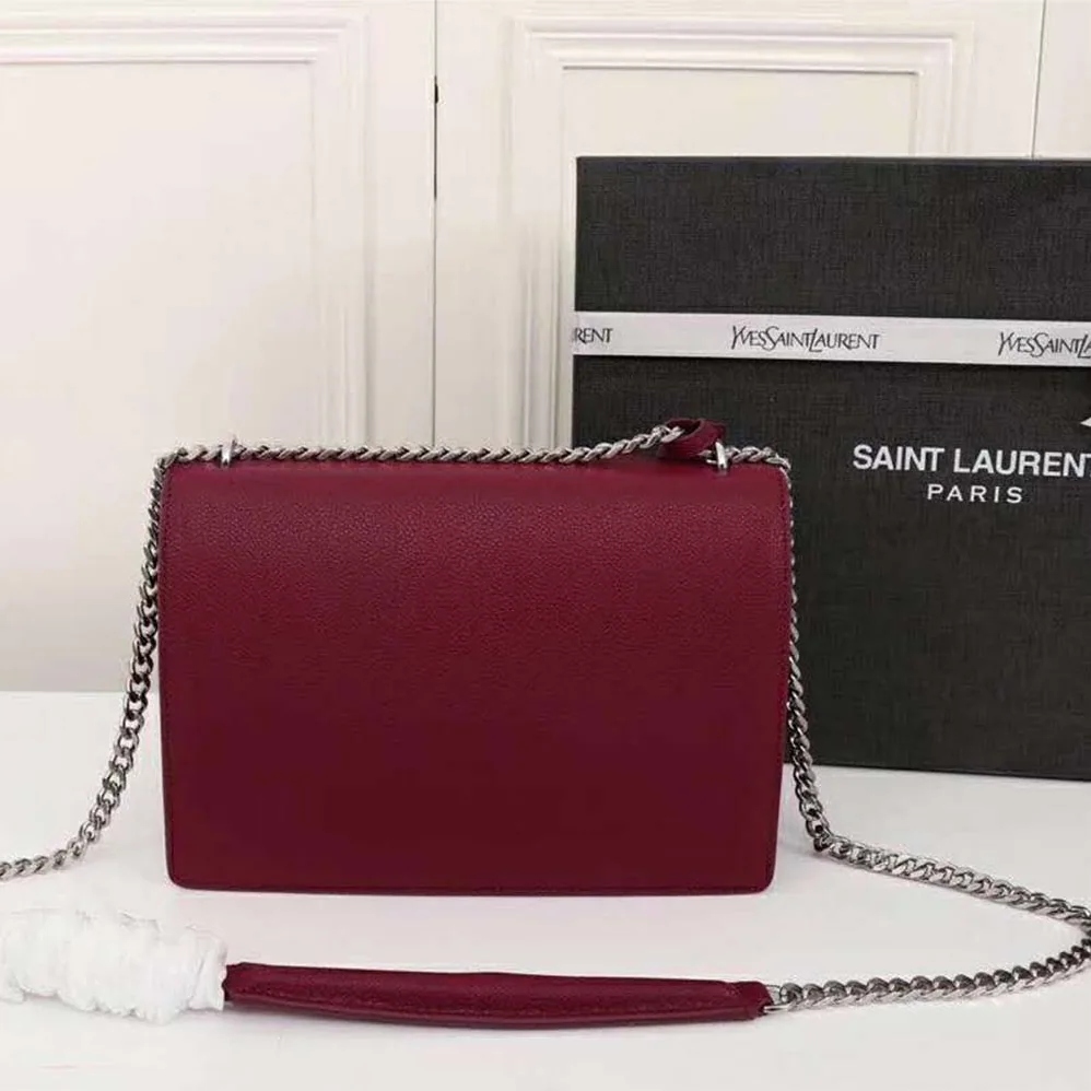 Saint Laurent YSL Medium Sunset Bag Calfskin Leather for Women in Maroon Saint Laurent YSL Medium Sunset Bag Calfskin Leather for Women in Maroon