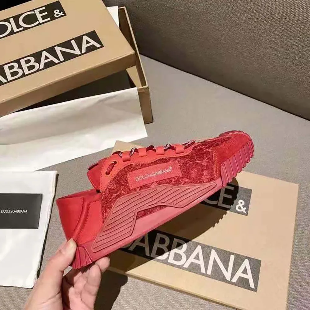 Dolce Gabbana D&G NS1 Slip on Sneakers in Mixed Materials for Women in Red Dolce Gabbana D&G NS1 Slip on Sneakers in Mixed Materials for Women in Red