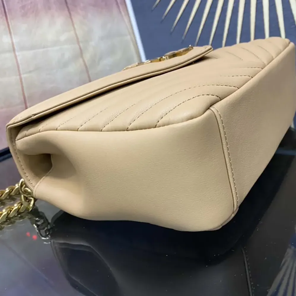 Saint Laurent YSL College Medium in Quilted Leather for Women in Beige Saint Laurent YSL College Medium in Quilted Leather for Women in Beige