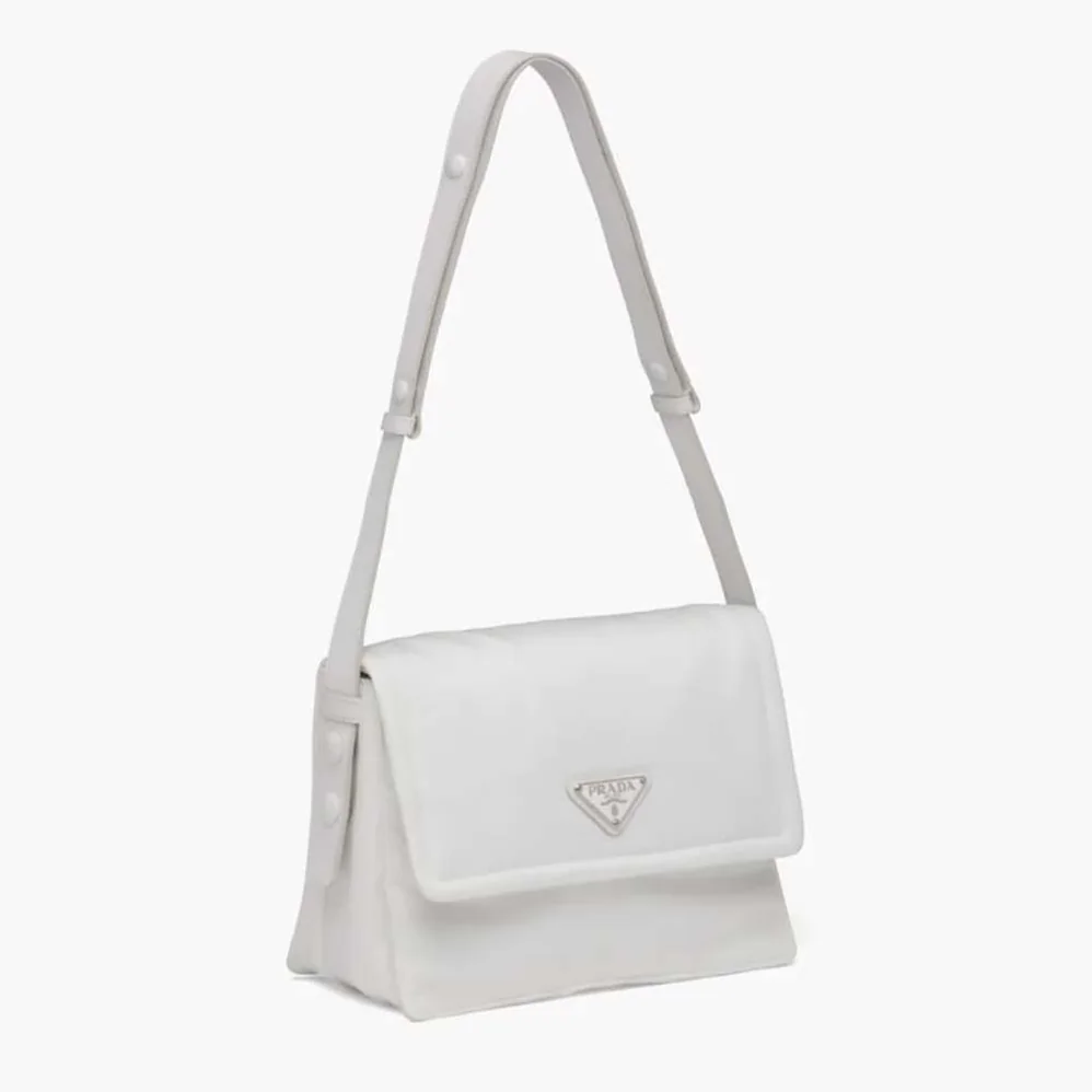 Prada Small Padded Re-Nylon Shoulder Bag for Women in White Prada Small Padded Re-Nylon Shoulder Bag for Women in White
