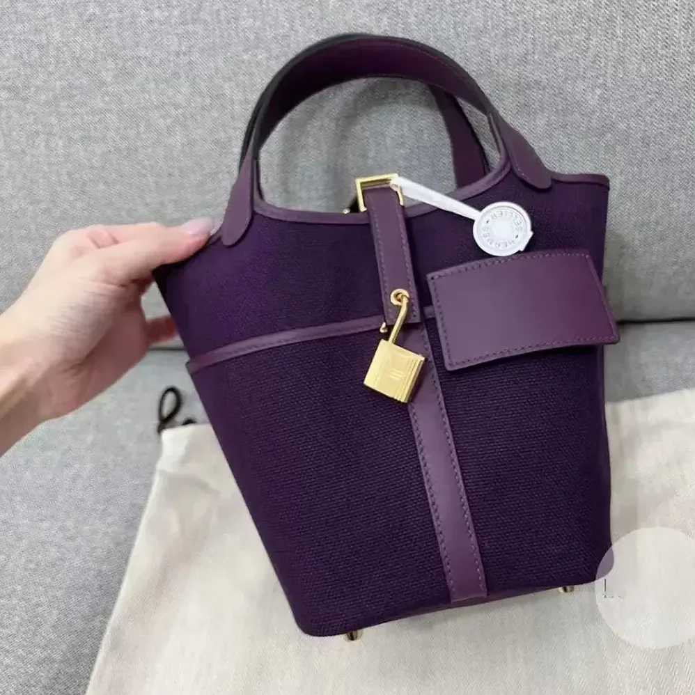 Hermes Picotin Lock 18 Pockets in Goeran Canvas Leather for Women in Purple