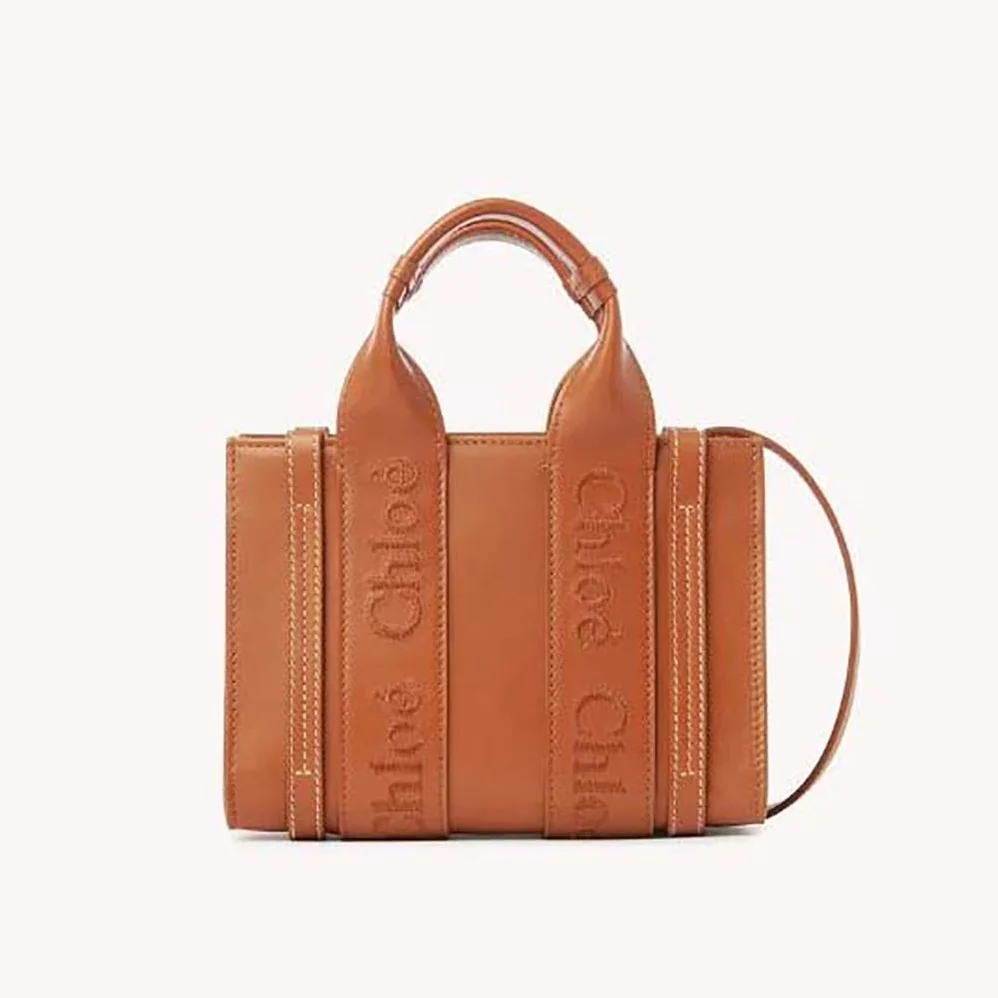 Chloe Mini Woody Tote Bag for Women in Brown Chloe Mini Woody Tote Bag for Women in Brown