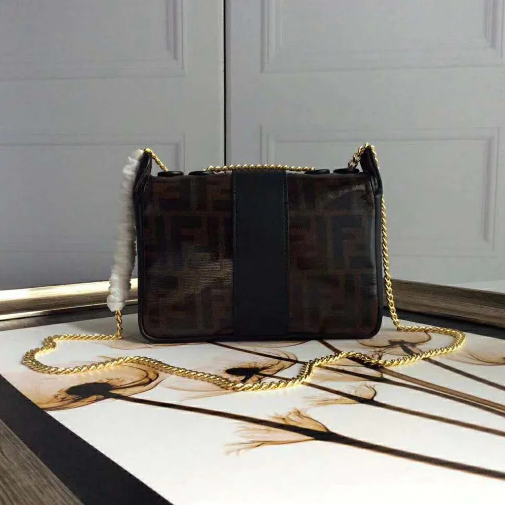 Fendi Mini Double F Brown Canvas Bag for Women Fendi Mini Double F Brown Canvas Bag for Women