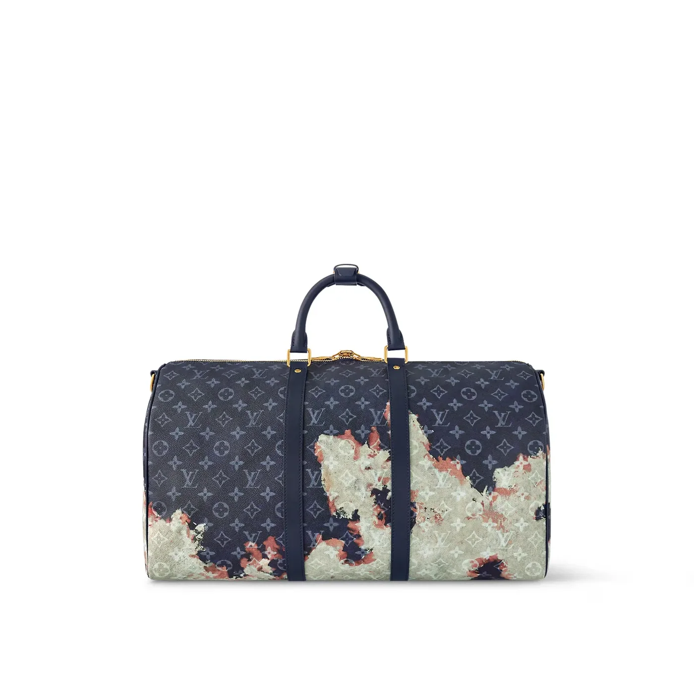 Louis Vuitton Keepall Bandouliere 50 Travel Bag in Ink Blue Gold Hardware