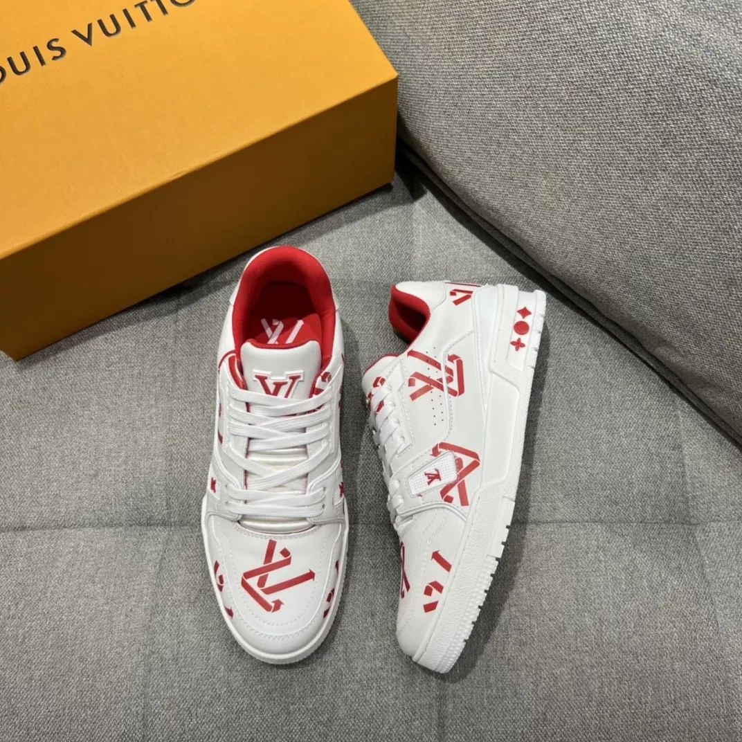 Louis Vuitton LV Trainer Sneaker Red LV 1AAGYR Louis Vuitton LV Trainer Sneaker Red LV 1AAGYR