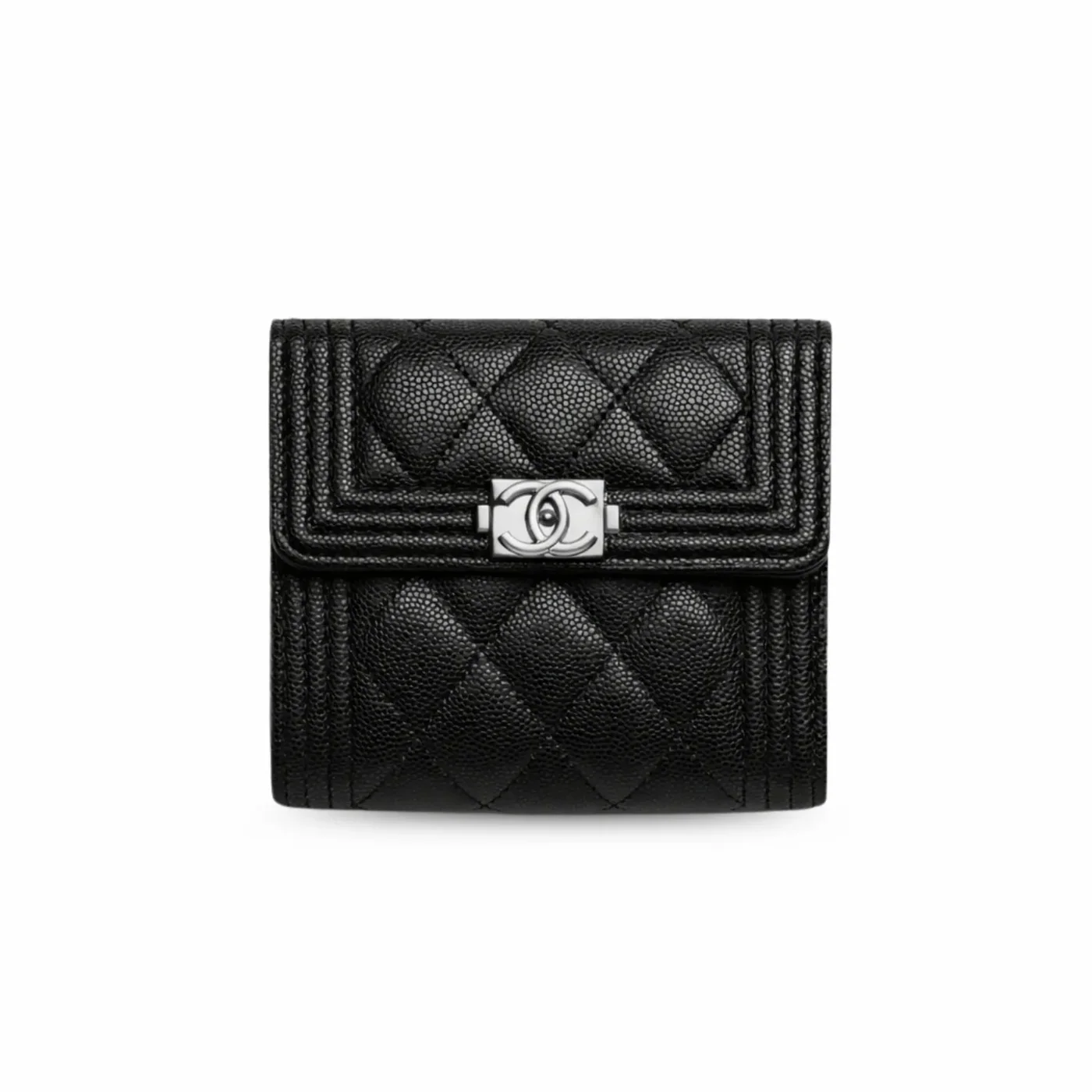 Chanel CO-CO Flap Card Holder Wallet Black Silver Hardware / Chanel CO-CO Flap Card Holder Wallet Black Silver Hardware /