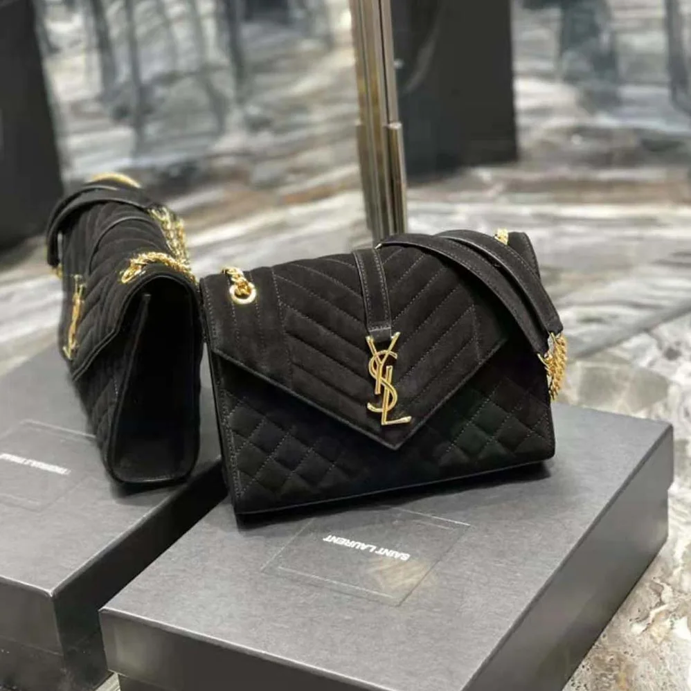 Saint Laurent YSL Envelope Medium Bag in Mix Matelasse Suede for Women Saint Laurent YSL Envelope Medium Bag in Mix Matelasse Suede for Women
