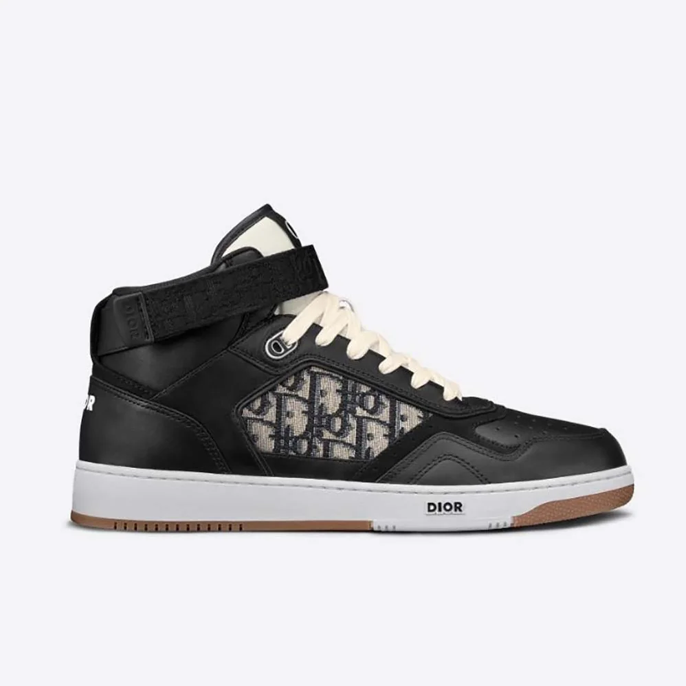 Dior B27 High-Top Sneaker Smooth Calfskin with Dior Oblique Jacquard for Men in Black Dior B27 High-Top Sneaker Smooth Calfskin with Dior Oblique Jacquard for Men in Black