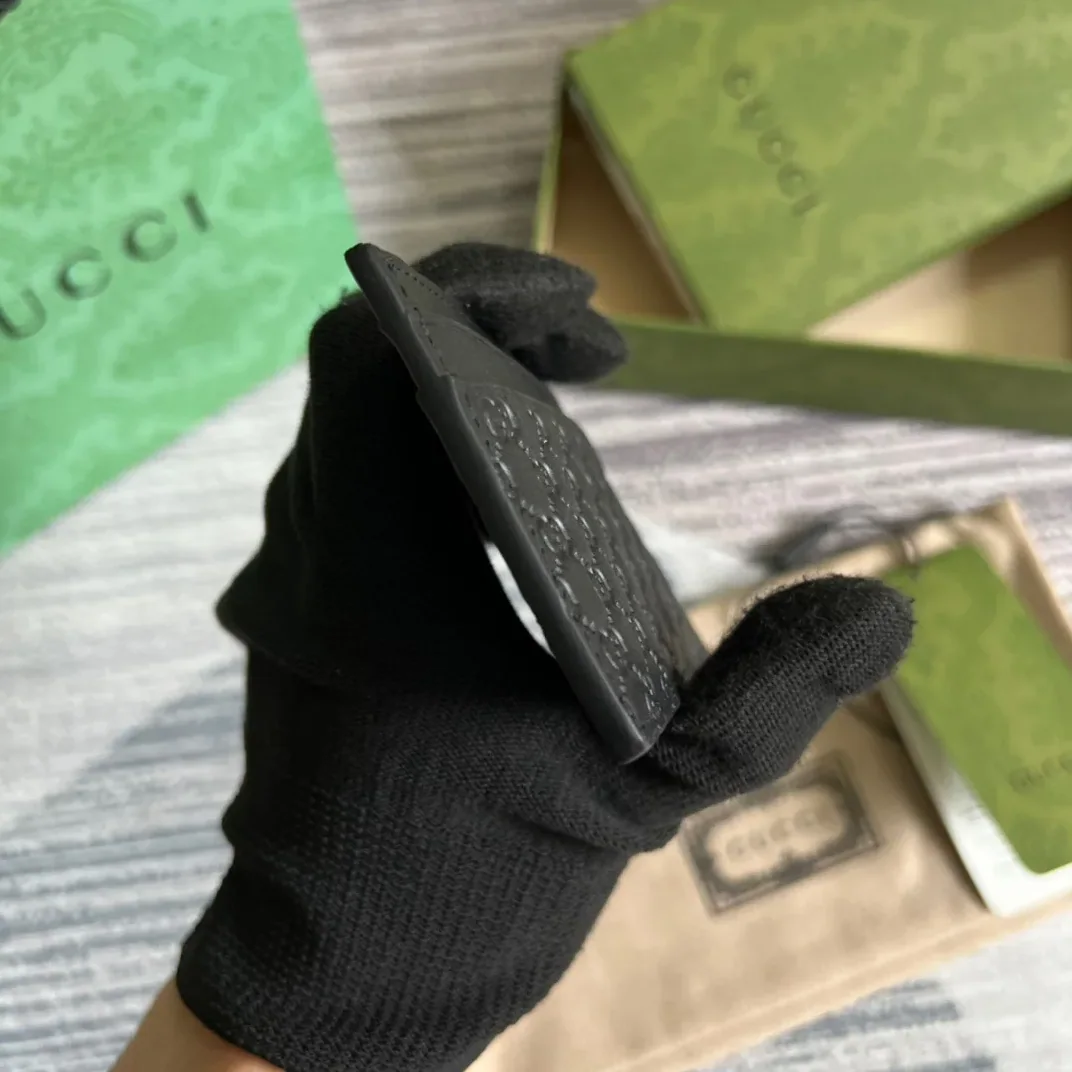 Gucci GG Ssima Card Case Black / Gucci GG Ssima Card Case Black /