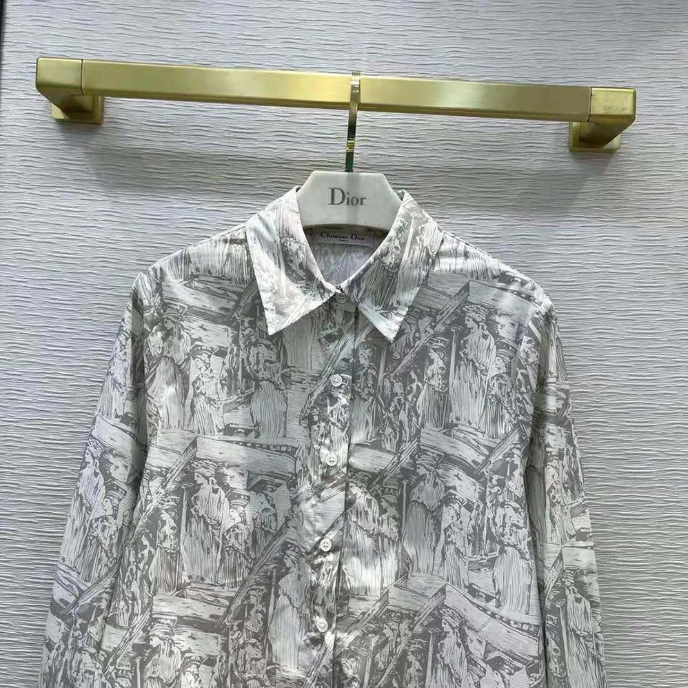 Dior Blouse White D for Women in Cariatides Cotton Poplin Dior Blouse White D for Women in Cariatides Cotton Poplin