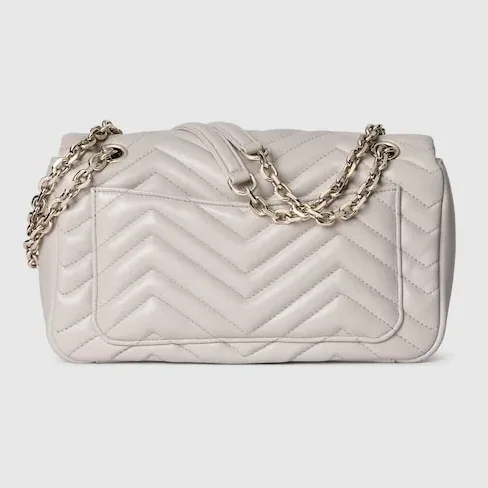 Gucci Marmont Medium Shoulder Bag / Light Grey Light Gold Hardware