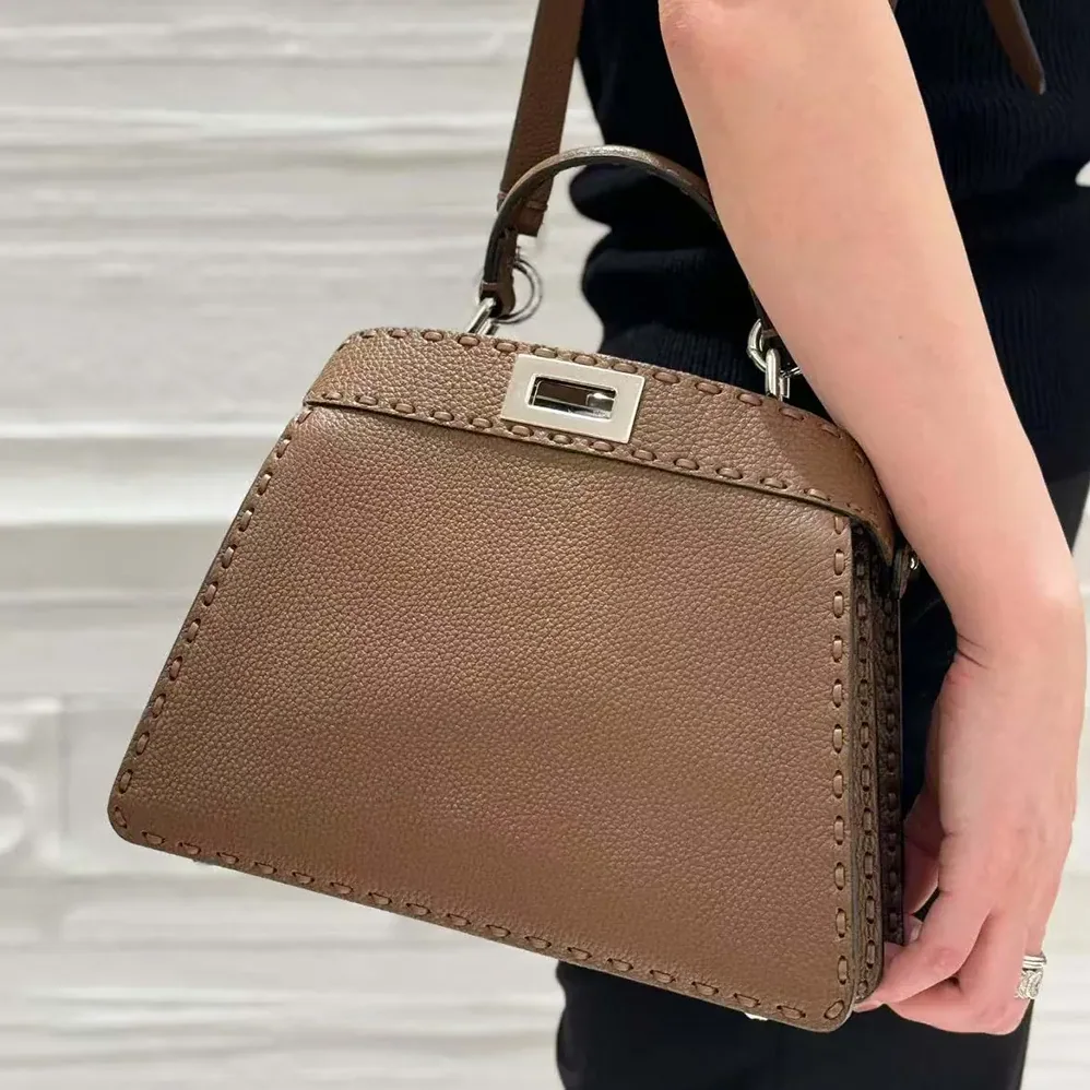 Fendi Peekaboo Iseeu Small Coffee for Women in coloured Selleria Bag