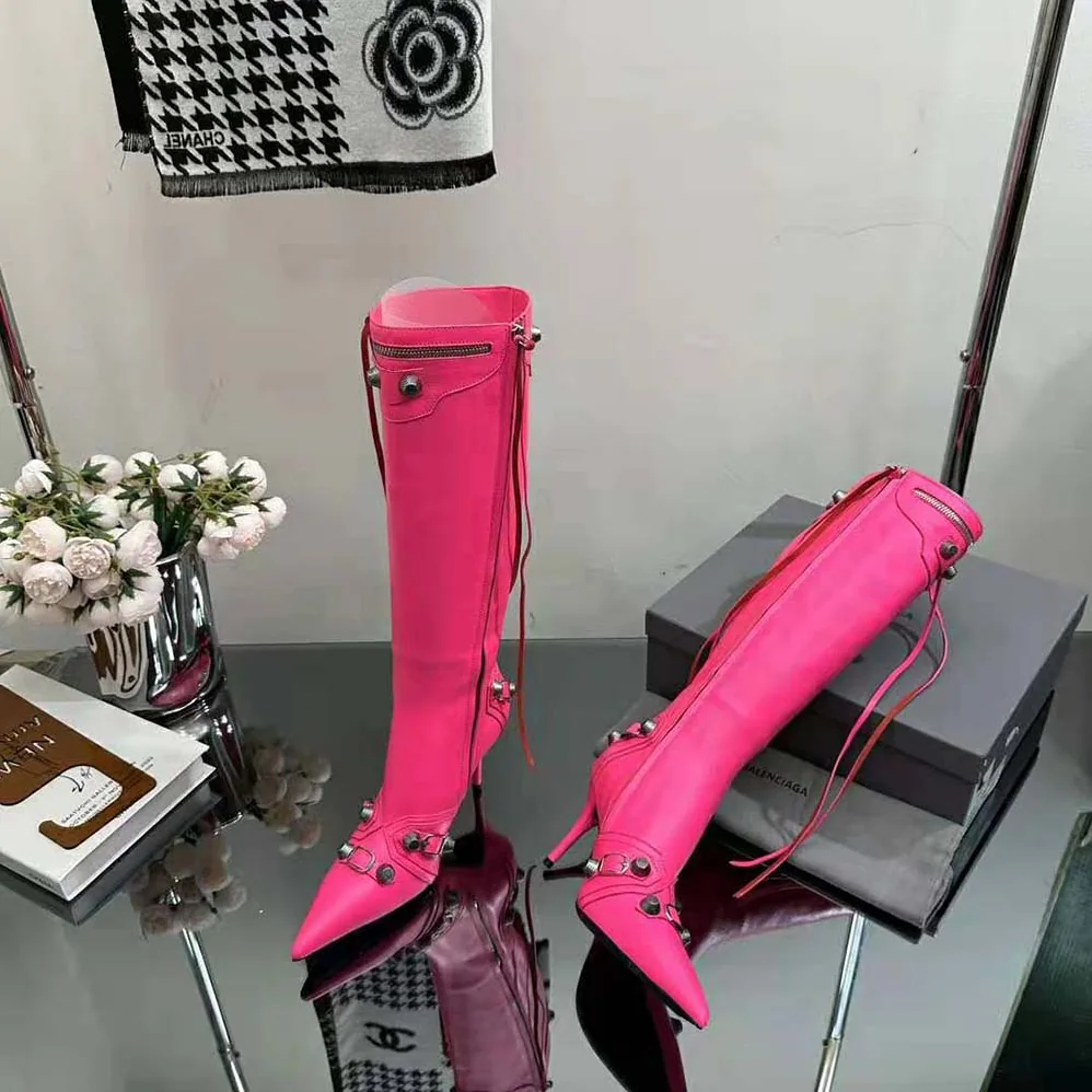 Balenciaga Cagole 90mm Boot in Pink Arena Lambskin for Women Balenciaga Cagole 90mm Boot in Pink Arena Lambskin for Women