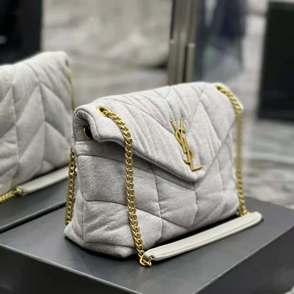 Saint Laurent YSL Puffer Toy Bag in Jersey for Women in White