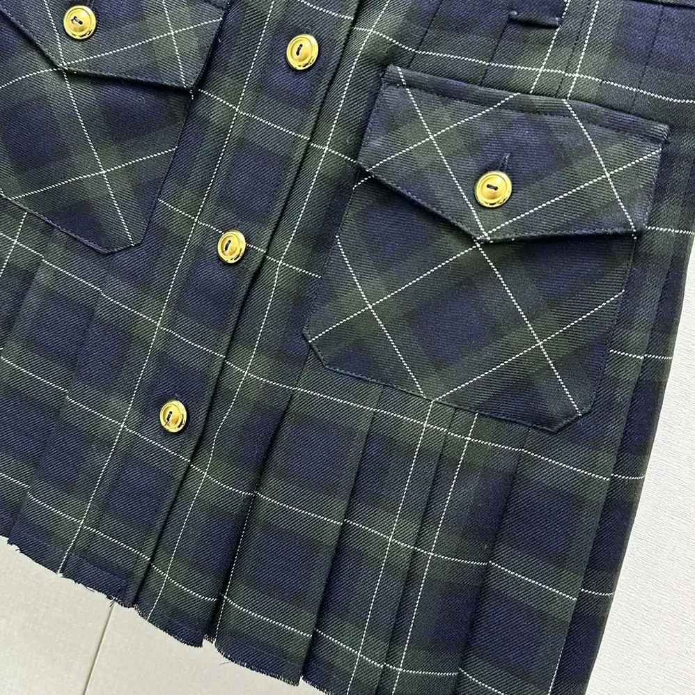 Miu Miu Pleated Tartan Miniskirt for Women