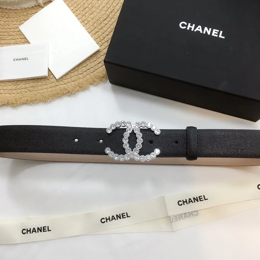 Chanel Belt With Beaded Buckle Black With Silver Hardware for Women Chanel Belt With Beaded Buckle Black With Silver Hardware for Women