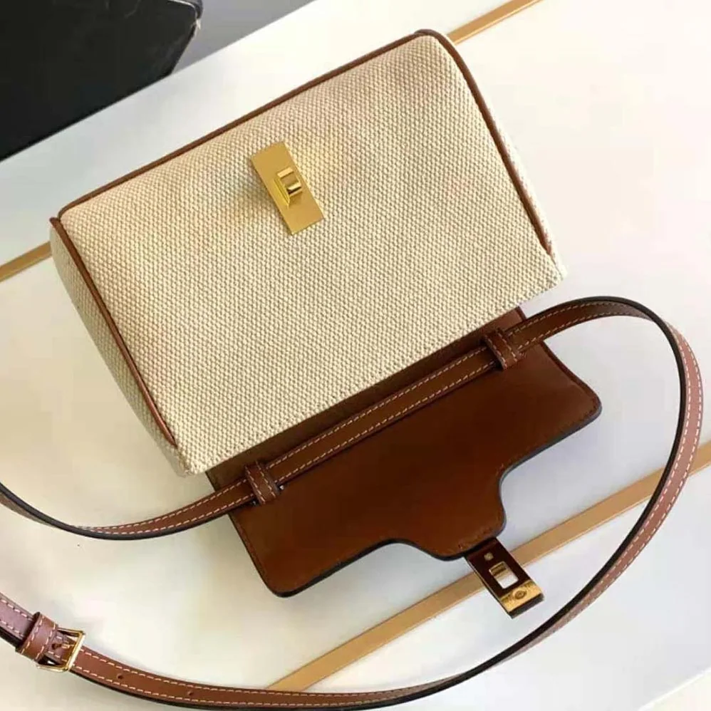 Celine Mini Soft 16 in Textile and Calfskin for Women in Beige