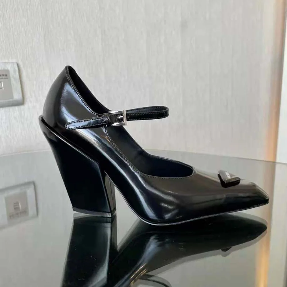 Prada Brushed Leather Pumps for Women in Black