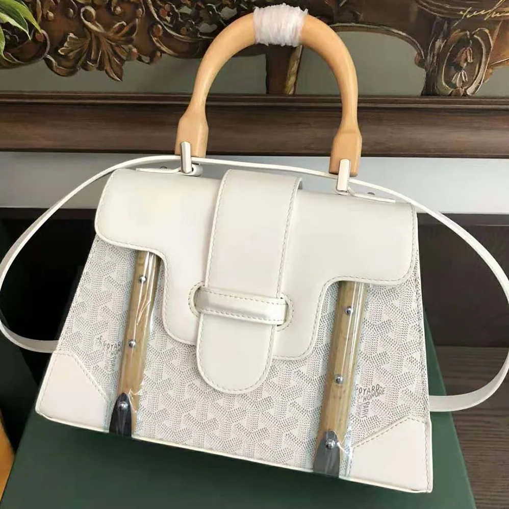 Goyard Sac Saïgon PM in Toile Goyardine & Clamecy Calfskin for Women in White Goyard Sac Saïgon PM in Toile Goyardine & Clamecy Calfskin for Women in White