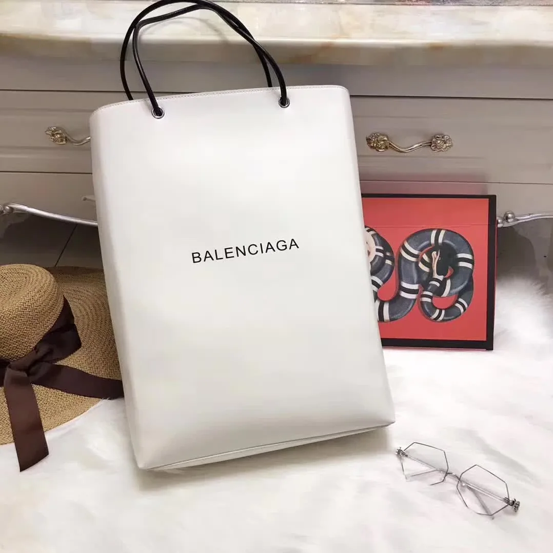 Balenciaga North-South Calfskin Shopping Bag M for Women in White Balenciaga North-South Calfskin Shopping Bag M for Women in White
