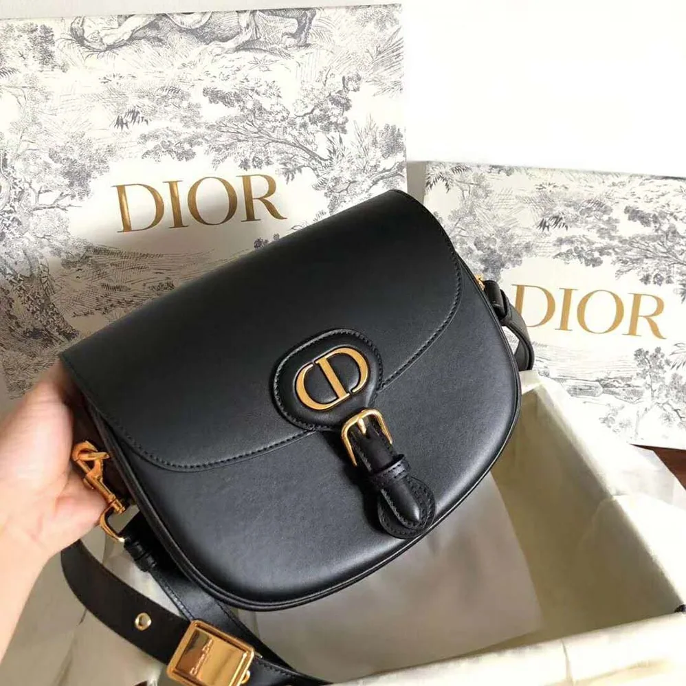 Dior Medium Dior Bobby Bag Denim Box Calfskin for Women in Black