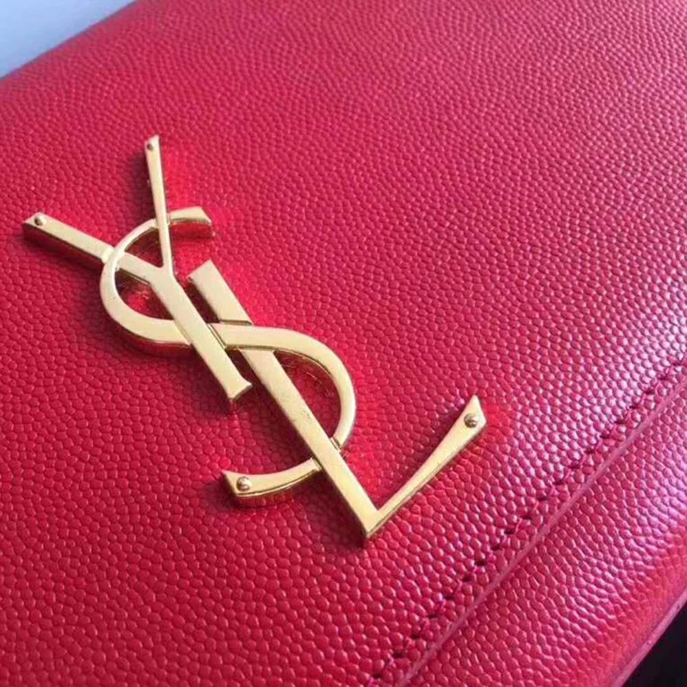 Saint Laurent YSL Kate Medium Grain De Poudre Embossed for Women in Red Saint Laurent YSL Kate Medium Grain De Poudre Embossed for Women in Red