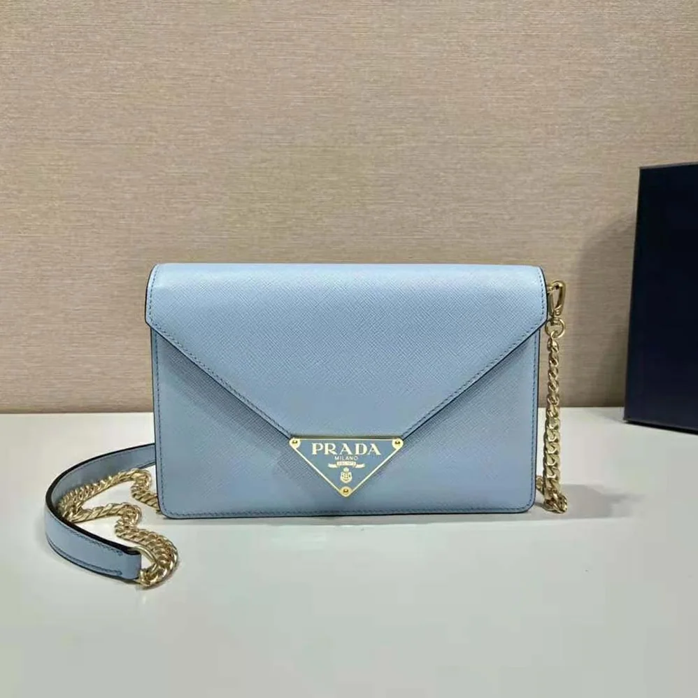 Prada Saffiano Leather Shoulder Bag for Women in Blue